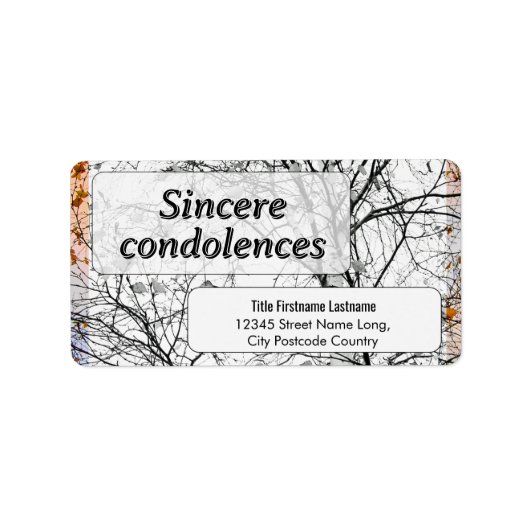Étiquette Condoléances sincères (Devant)
