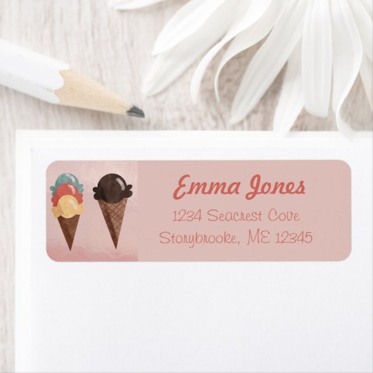 Étiquette Cône de crème glacée (En situation)