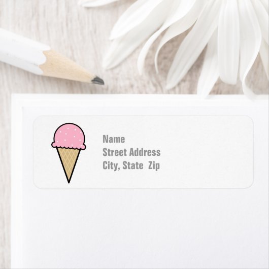 Étiquette Cône de glace rose pâle (En situation)