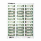 Étiquette Cône de pin à carreaux verts (Feuille entière)