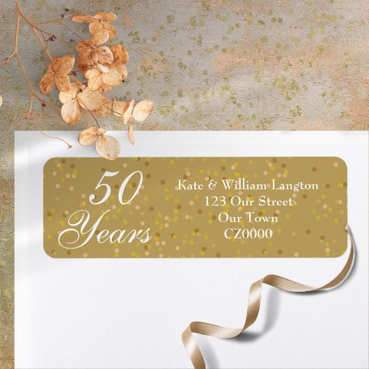 Étiquette Confettis dorés pour les 50 ans de mariage