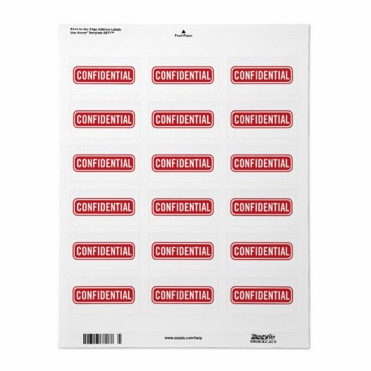 Étiquette Confidentiel (Feuille entière)