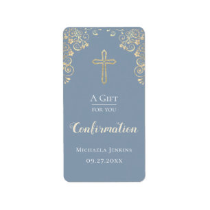 Étiquette Confirmation Dusty Blue Gold Sanitizer à main