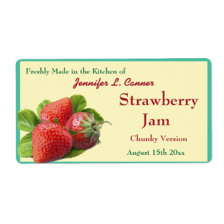 Étiquette Confiture de fraises ou réserves 2 jarres à canne
