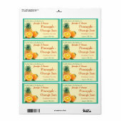 Étiquette Confiture orange d'ananas ou réserve de pot de tou (Feuille entière)