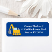 Étiquette Construction Vehicle Boys Blue Kids Adresse de ret (En situation)