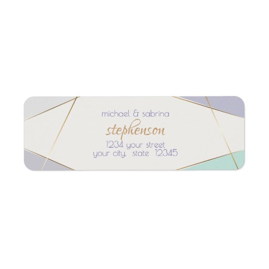 Étiquette Contemporain Moderne Géométrique Stripes Mint Viol (Devant)