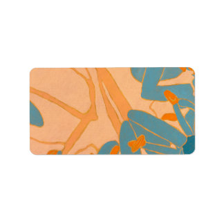 Étiquette Contemporary Leaf Design in Peach 