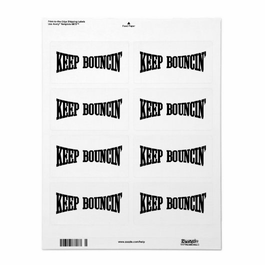 Étiquette Continuez à rebondir. (Feuille entière)