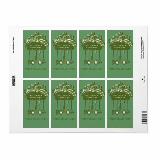 Étiquette Cookbook Collection Plaque ..vert (Feuille entière)