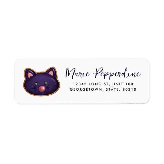 Étiquette Cookie Chat Noir Halloween personnalisable (Devant)