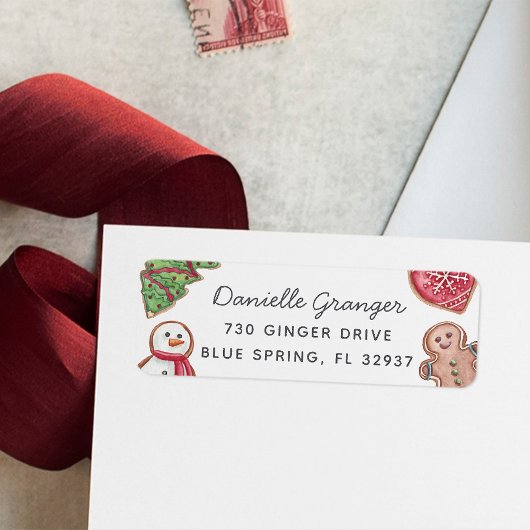 Étiquette Cookie de Noël coloré Adresse de retour