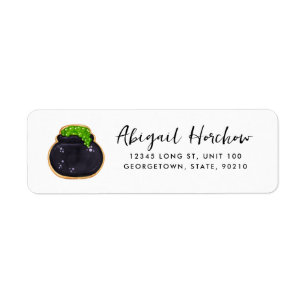 Étiquette Cookie Halloween Witch Cauldron Personnalisable
