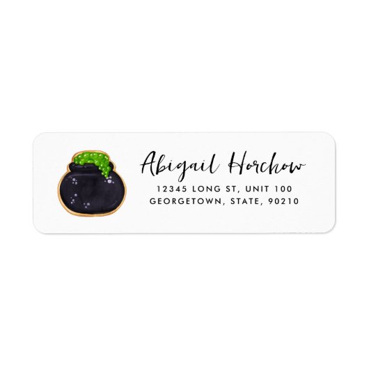 Étiquette Cookie Halloween Witch Cauldron Personnalisable (Devant)