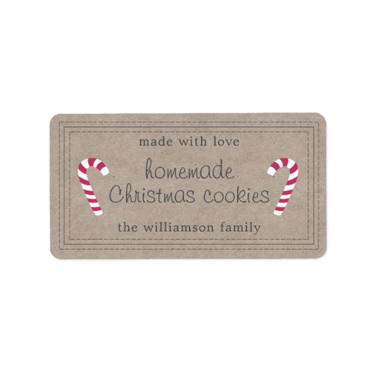 Étiquette Cookies de Noël rustiques faits maison Papier Kraf (Devant)