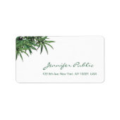 Étiquette Cool Aquarelle Bambou Feuille Texte du script Modè (Devant)