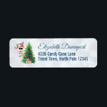 Étiquette Cool Christmas Llama | Joy Typography | Réserver<br><div class="desc">Retourner les étiquettes d'adresse avec une drôle d'illustration. Un mignon lama portant des lunettes de soleil noires et un chapeau de santa rouge. Derrière un sapin de Noël avec des cadeaux festifs. Le mot Joy écrit au-dessus de sa tête dans une police de vacances colorée. Arrière - plan de livre...</div>