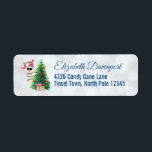 Étiquette Cool Christmas Llama | Joy Typography | Réserver<br><div class="desc">Retourner les étiquettes d'adresse avec une drôle d'illustration. Un mignon lama portant des lunettes de soleil noires et un chapeau de santa rouge. Derrière un sapin de Noël avec des cadeaux festifs. Le mot Joy écrit au-dessus de sa tête dans une police de vacances colorée. Arrière - plan de livre...</div>