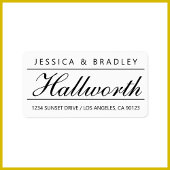 Étiquette Cool Curdate Script de nom de famille B&W Adresse 