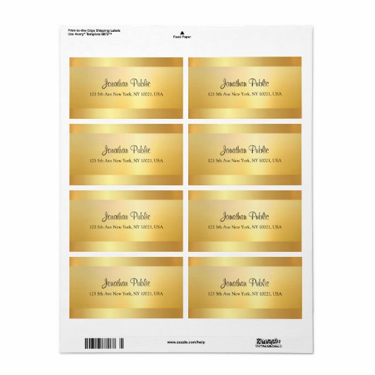 Étiquette Cool de script moderne et élégant de Faux Gold Mod (Feuille entière)