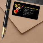 Étiquette Cool Guitare 50th Birthday Party Adresse de retour<br><div class="desc">Avez-vous une fête de 50e anniversaire pour un mari, un petit ami, un partenaire ou un ami ? Ensuite, cette étiquette cool 50 Rocks or et noir adresse de retour est une excellente façon de coordonner un thème rock et roll branché avec votre adresse RSVP sur votre enveloppe d'invitation de...</div>