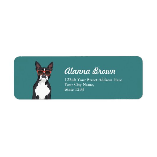 Étiquette Cool Hipster noir et blanc Boston Terrier (Devant)