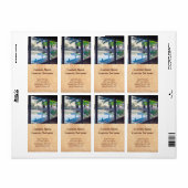 Étiquette Cool jardin japonais paysage de montagne (Feuille entière)