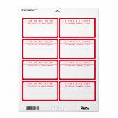 Étiquette Cool minimaliste rouge et blanc (Feuille entière)