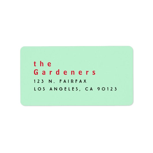 Étiquette Cool minimaliste vert rouge noir (Devant)