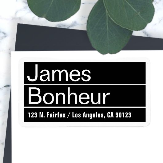 Étiquette Cool Modern Black & White Adresse de retour