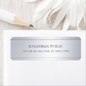 Étiquette Cool Moderne Argent Artistique Plaque Retour Adres (En situation)