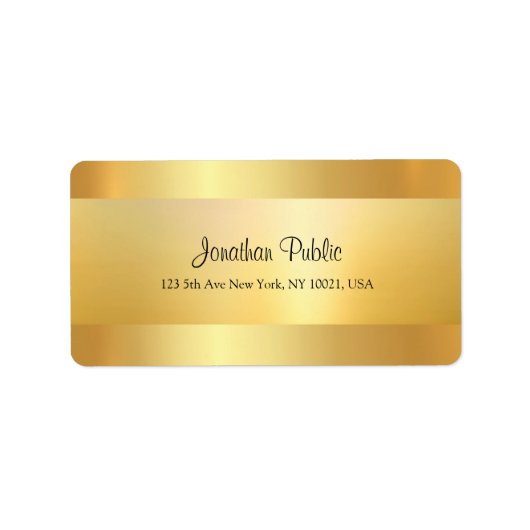 Étiquette Cool moderne Faux Gold Script Modèle Top Adresse (Devant)