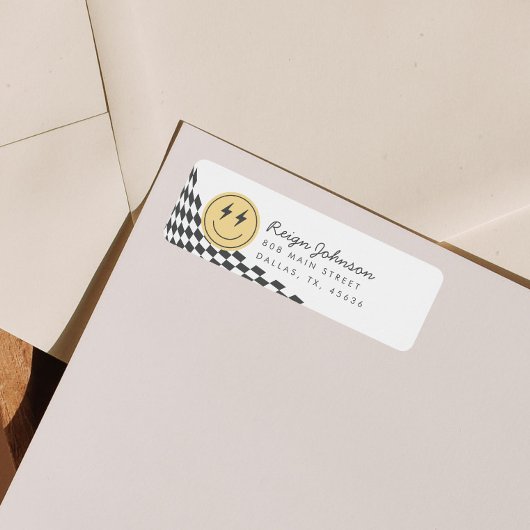 Étiquette Cool One Boy's À damiers Retro Adresse de retour