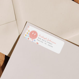 Étiquette Cool One Girl's À damiers Retro Adresse de retour