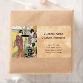 Étiquette Cool oriental japonais classique geisha lady art (En situation)