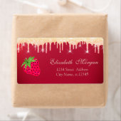 Étiquette Cool Parties scintillant gouttes fraise rouge (En situation)