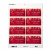 Étiquette Cool Parties scintillant gouttes fraise rouge (Feuille entière)