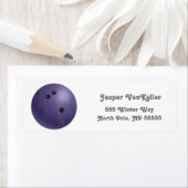 Étiquette Cool Purple Bowling Ball Adresse de retour Étiquet (En situation)
