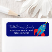 Étiquette Cool Rocket Ship External Space Adresse de retour (En situation)