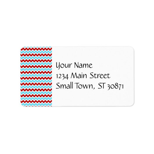 Étiquette Cool tendance Turquoise Turquoise Rouge Chevron Zi (Devant)