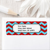 Étiquette Cool tendance Turquoise Turquoise Rouge Chevron Zi (En situation)