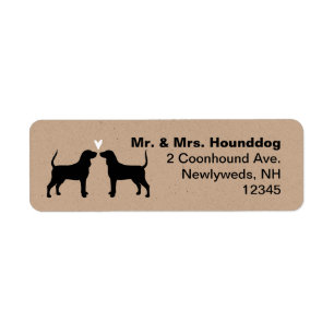 Étiquette Coonhound Chig Silhouettes with Heart Address