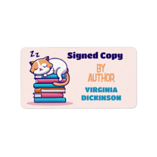Étiquette Copie signée Auteur Livre Signer Cute Cat