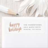 Étiquette Copper brossé Happy Holidays Adresse de retour Lab (En situation)