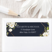 Étiquette Copper Géométrique Bleu Blanc Floral Adresse de re (En situation)