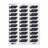 Étiquette Copper Géométrique Bleu Blanc Floral Adresse de re (Feuille entière)