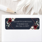 Étiquette Copper Géométrique Bourgogne Bleu Adresse de retou (En situation)