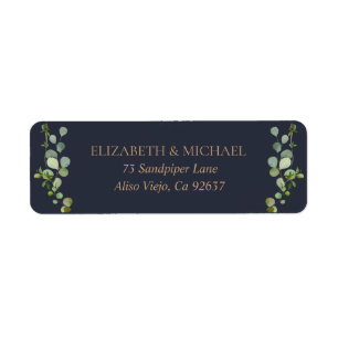 Étiquette Copper Geometry Eucalyptus Blue Adresse de retour