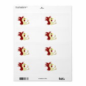 Étiquette Coq de dessin animé drôle (Feuille entière)