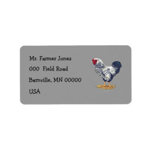 Étiquette Coq de Wyandotte lacé par argent